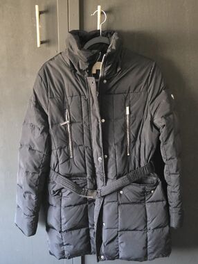 Michael Kors Black Quilted Belted Puffer Coat